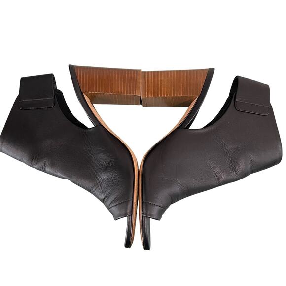 Vince Addie Black Leather Peep Toe Bootie Heel Size 8.5 - Picture 3 of 10